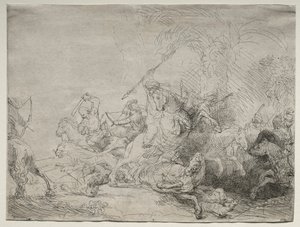 Polowanie na dużego lwa autorstwa Rembrandt van Rijn