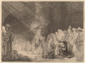 Prezentacja w świątyni: druk podłużny autorstwa Rembrandt van Rijn