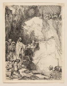 Wskrzeszenie Łazarza: mały talerz autorstwa Rembrandt van Rijn