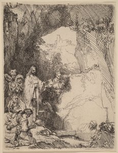 Wskrzeszenie Łazarza: mały talerz autorstwa Rembrandt van Rijn