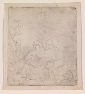 Odpoczynek podczas lotu (lekko wyryte) autorstwa Rembrandt van Rijn