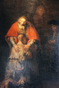 „Powrót syna marnotrawnego”, c1665-c1669 autorstwa Rembrandt van Rijn