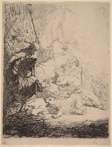 Polowanie małego lwa (z dwoma lwami) autorstwa Rembrandt van Rijn