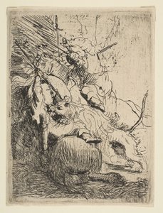Polowanie na małego lwa z jednym lwem, ca. 1629. autorstwa Rembrandt van Rijn