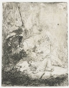 Polowanie małego lwa z udziałem dwóch lwów autorstwa Rembrandt van Rijn