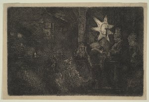 Gwiazda królów: kawałek nocy, ca. 1651. autorstwa Rembrandt van Rijn