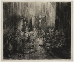 Trzy Krzyże Chrystus ukrzyżowany między dwoma złodziejami: „Trzy krzyże” autorstwa Rembrandt van Rijn