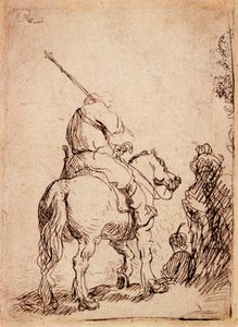 Żołnierz w turbanie na koniu, 1632 autorstwa Rembrandt van Rijn