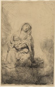 Dziewica z Dzieciątkiem w chmurach autorstwa Rembrandt van Rijn