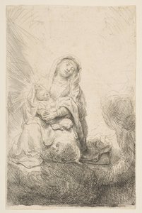 Dziewica z Dzieciątkiem w chmurach, 1641. autorstwa Rembrandt van Rijn