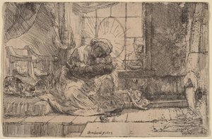 Madonna z Dzieciątkiem, kotem i wężem autorstwa Rembrandt van Rijn
