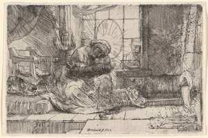 Madonna z Dzieciątkiem, kotem i wężem autorstwa Rembrandt van Rijn