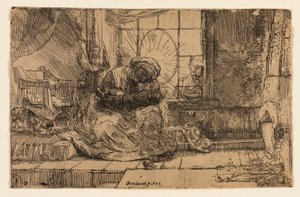 Dziewica i Dziecko z Kotem i Wężem autorstwa Rembrandt van Rijn