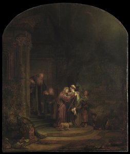 Nawiedzenie, 1640 (olej na desce cedrowej) (zob. też 5454147) autorstwa Rembrandt van Rijn