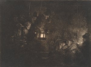 Adoracja pasterzy: kawałek na noc autorstwa Rembrandt van Rijn