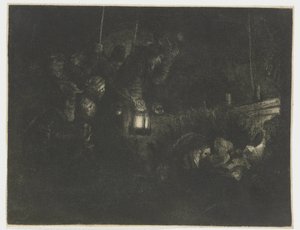 Adoracja pasterzy: kawałek na noc autorstwa Rembrandt van Rijn