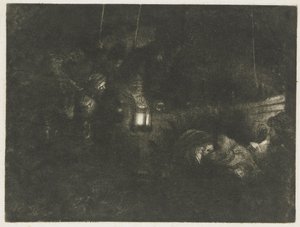 Adoracja pasterzy: kawałek na noc autorstwa Rembrandt van Rijn