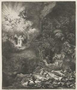 Anioł ukazujący się pasterzom autorstwa Rembrandt van Rijn