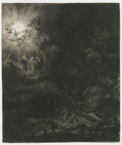 Anioł ukazujący się pasterzom autorstwa Rembrandt van Rijn