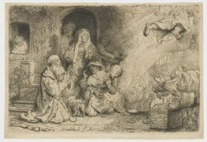 Anioł odchodzący z rodziny Tobiasza autorstwa Rembrandt van Rijn