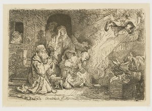 Anioł odchodzący z rodziny Tobiasza autorstwa Rembrandt van Rijn