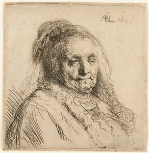Matka artysty, głowa i popiersie, 1628 r. autorstwa Rembrandt van Rijn