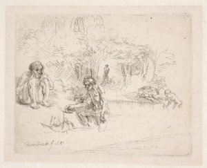 Kąpiący się autorstwa Rembrandt van Rijn
