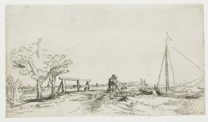 Most w Klein Kostverloren na Amstel autorstwa Rembrandt van Rijn