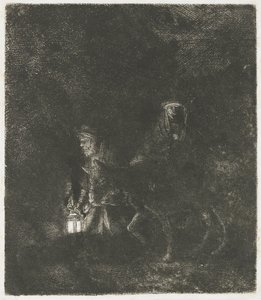 Lot do Egiptu: nocny kawałek autorstwa Rembrandt van Rijn