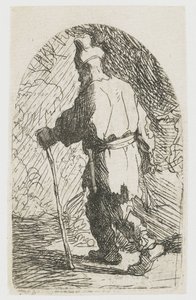 Ucieczka do Egiptu: szkic: św. Józef autorstwa Rembrandt van Rijn