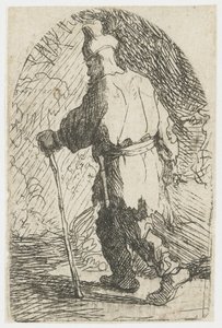 Ucieczka do Egiptu: szkic: św. Józef autorstwa Rembrandt van Rijn