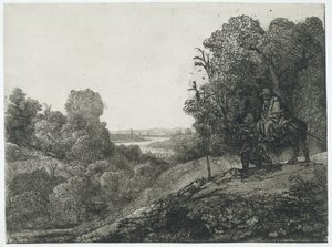 Ucieczka do Egiptu: przerobiona rycina autorstwa Seghersa autorstwa Rembrandt van Rijn