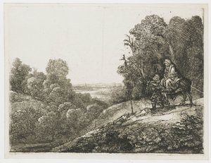 Ucieczka do Egiptu: przerobiona rycina autorstwa Seghersa autorstwa Rembrandt van Rijn
