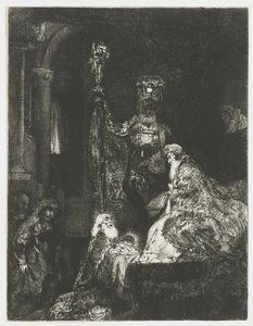 Prezentacja w świątyni w mroczny sposób autorstwa Rembrandt van Rijn