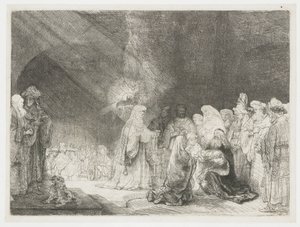 Prezentacja w świątyni: nadruk podłużny autorstwa Rembrandt van Rijn