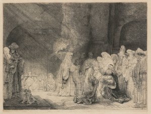 Prezentacja w świątyni: nadruk podłużny autorstwa Rembrandt van Rijn