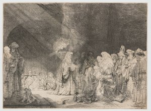 Prezentacja w świątyni: nadruk podłużny autorstwa Rembrandt van Rijn