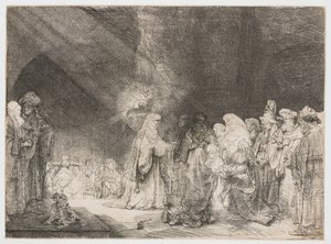 Prezentacja w świątyni: nadruk podłużny autorstwa Rembrandt van Rijn