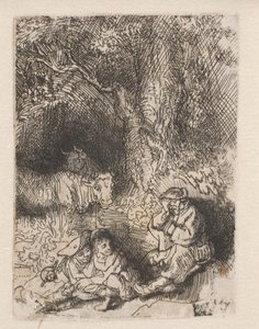 Śpiący pasterz autorstwa Rembrandt van Rijn