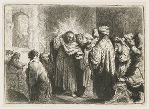 Pieniądze z darowizn autorstwa Rembrandt van Rijn