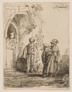 Trzy postacie orientalne (Jakub i Laban?) autorstwa Rembrandt van Rijn