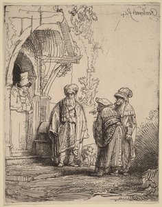 Trzy postacie orientalne (Jakub i Laban) autorstwa Rembrandt van Rijn