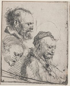 Trzy studia przedstawiające głowy starszych mężczyzn autorstwa Rembrandt van Rijn