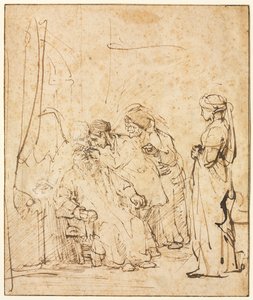Tobiasz uzdrawiający ślepotę swoich ojców, c. 1640-45. autorstwa Rembrandt van Rijn