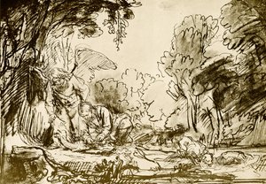 Tobiasz wypatroszył rybę autorstwa Rembrandt van Rijn