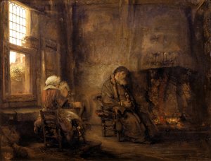 Tobit i Anna czekają na powrót syna, 1659 autorstwa Rembrandt van Rijn