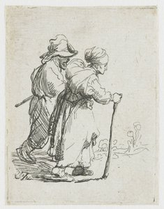 Dwoje włóczęgów – mężczyzna i kobieta autorstwa Rembrandt van Rijn