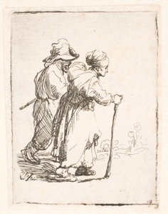 Dwóch włóczęgów, mężczyzna i kobieta autorstwa Rembrandt van Rijn