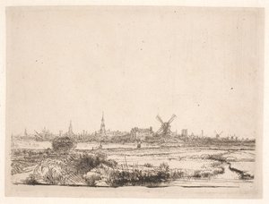 Widok na Amsterdam autorstwa Rembrandt van Rijn