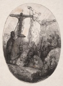 Ukrzyżowanie między dwoma łotrami (płyta owalna) autorstwa Rembrandt van Rijn